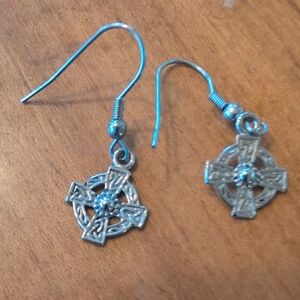 Silver Celtic Cross Earrings